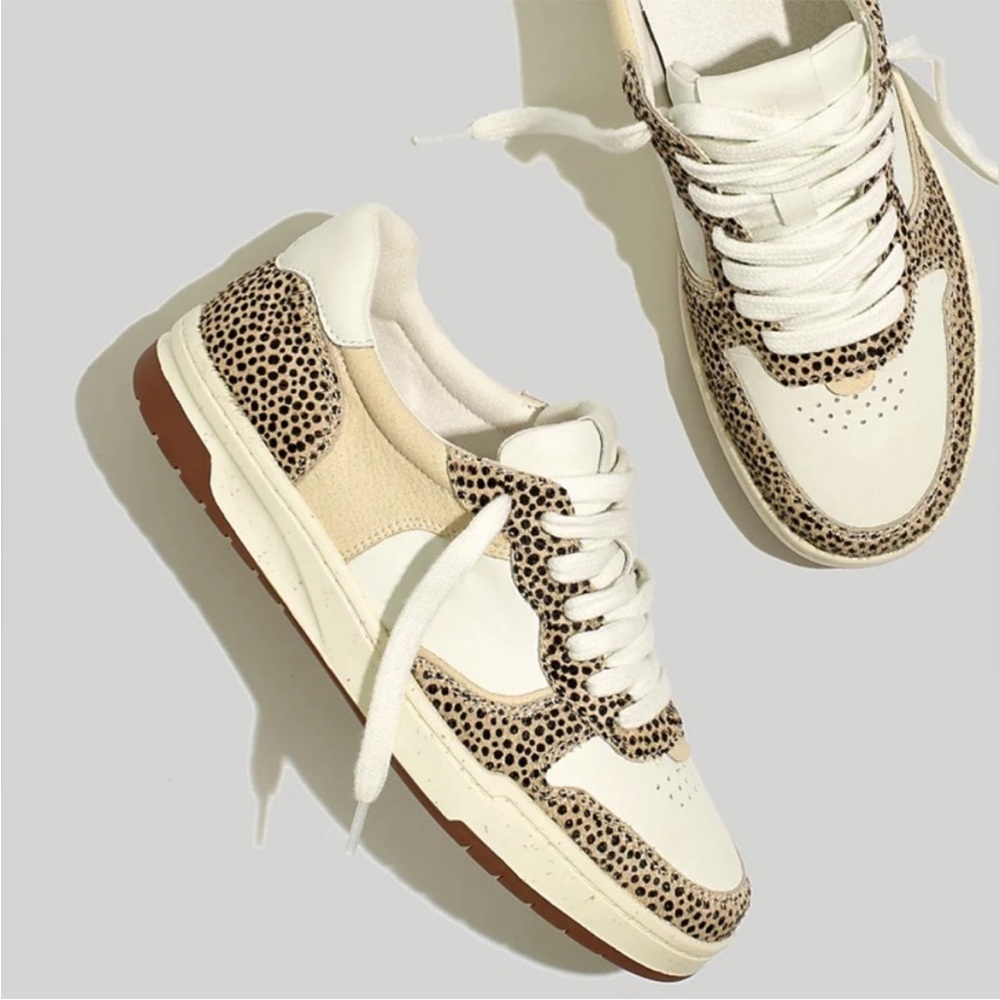 Madewell Court Sneakers Spotted Calf Hair & Leather & Nubuck Lace-Up 10